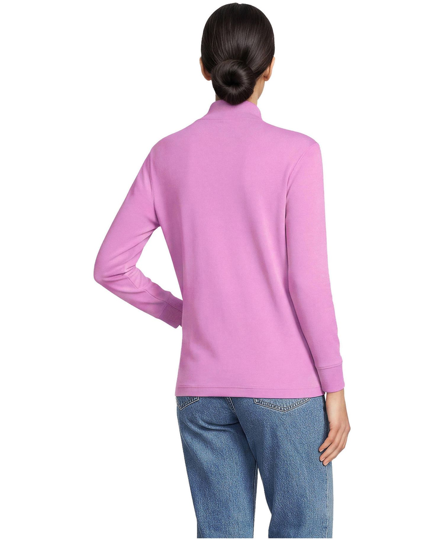 Women's Relaxed Cotton Long Sleeve Mock Turtleneck