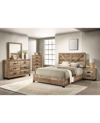 6-Piece Bedroom Set - Queen Size Bed with Dresser, Mirror, Chest and 2 Nightstands