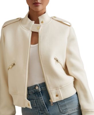Women's Cleo Wool Rib-Knit Bomber Jacket