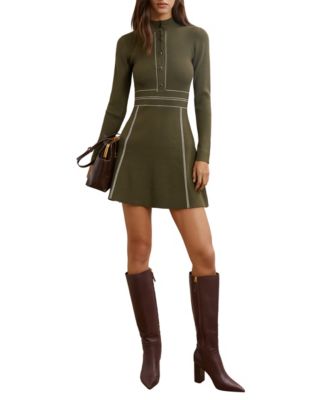 Women's Alex Mock-Neck Long-Sleeve Rib-Knit Mini Sweater Dress