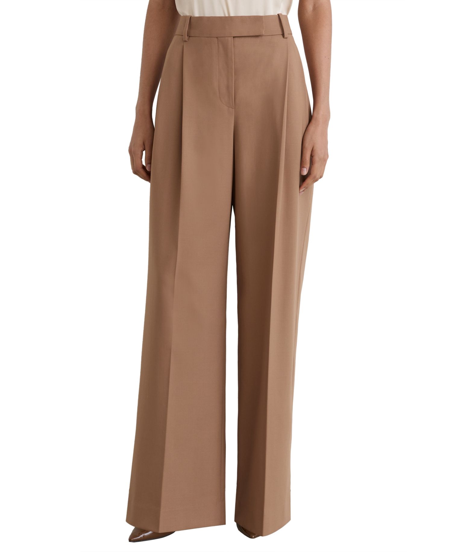 Women's Luna Pleated Wide-Leg Wool-Blend Trousers