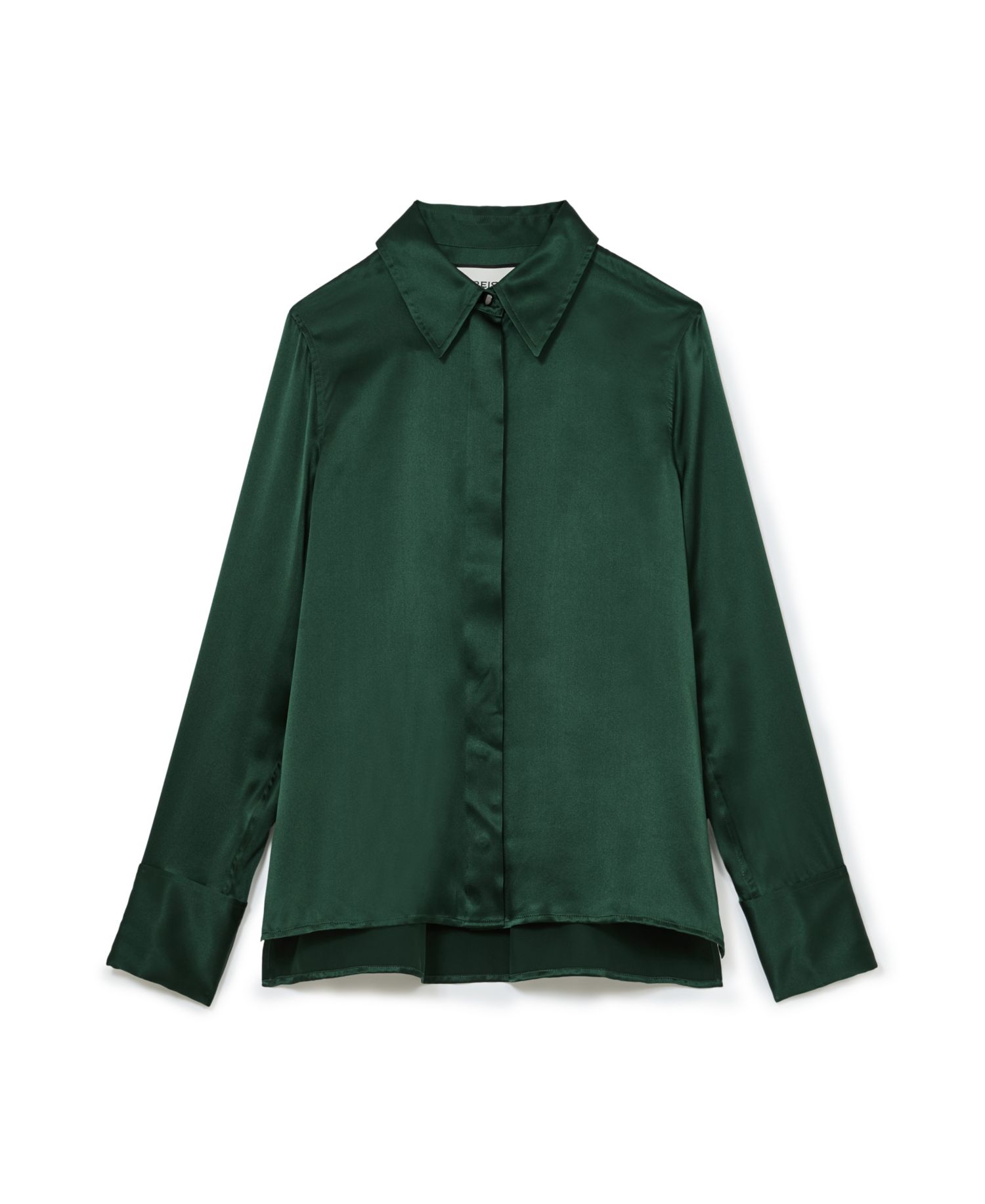 Women's Ameira Long-Sleeve Silk Satin Pointed-Collar Blouse