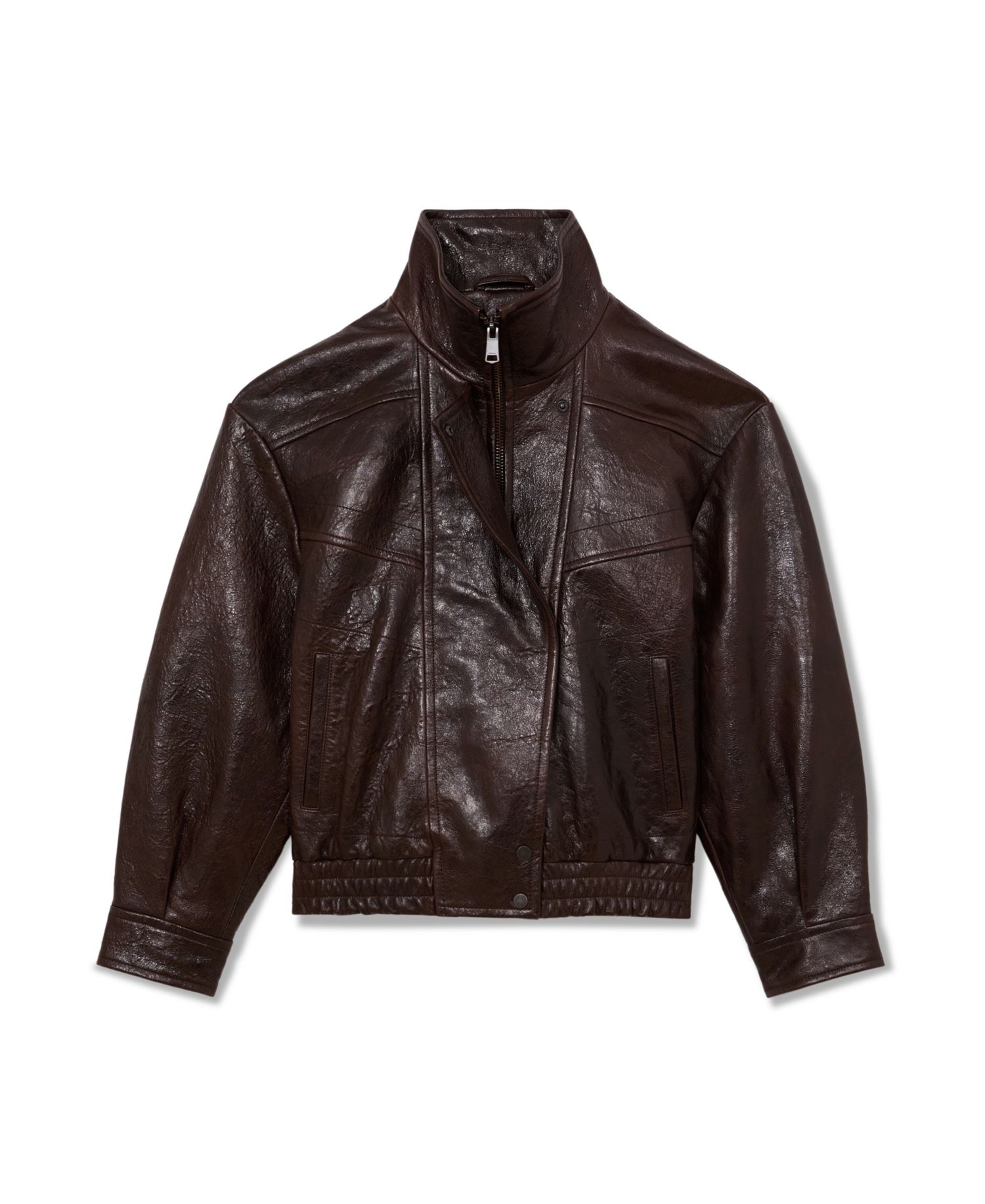 Women's Petra Oversized Funnel-Neck Leather Jacket