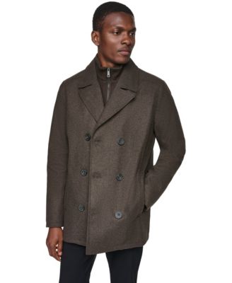 Kenneth Cole Men's Wool Blend Peacoat with Bib Coat - Macy's