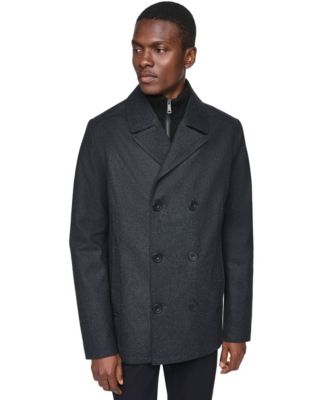 Men's Wool Blend Peacoat with Bib Coat