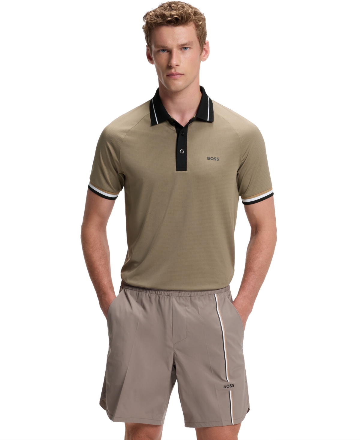 Boss by Hugo Men's Contrast Logo Slim-Fit Polo Shirt