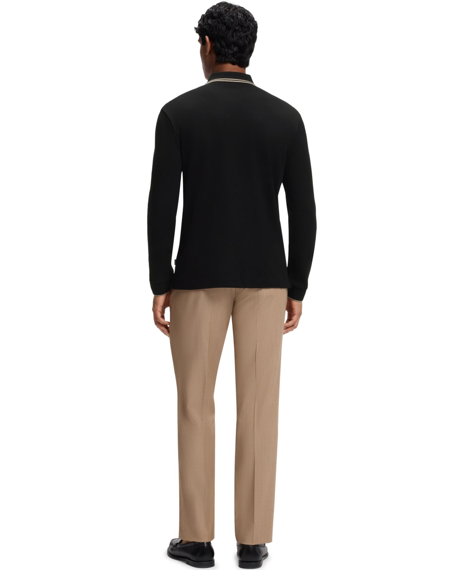 Men's H-Pittman 10 Waffle-Structure Stretch Long-Sleeve Polo Shirt