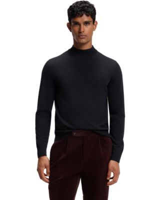 BOSS by Men's Extra-Fine Merino Wool Mock-Neck Regular-Fit Sweater