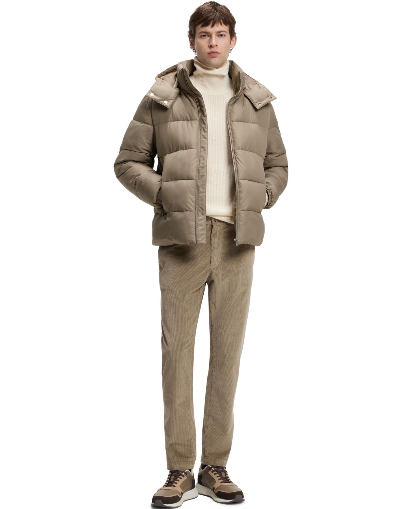 Мужская куртка Hugo Boss H-Colter Water-Repellent Regular-Fit Puffer, цвет: Коричневый — фото 4