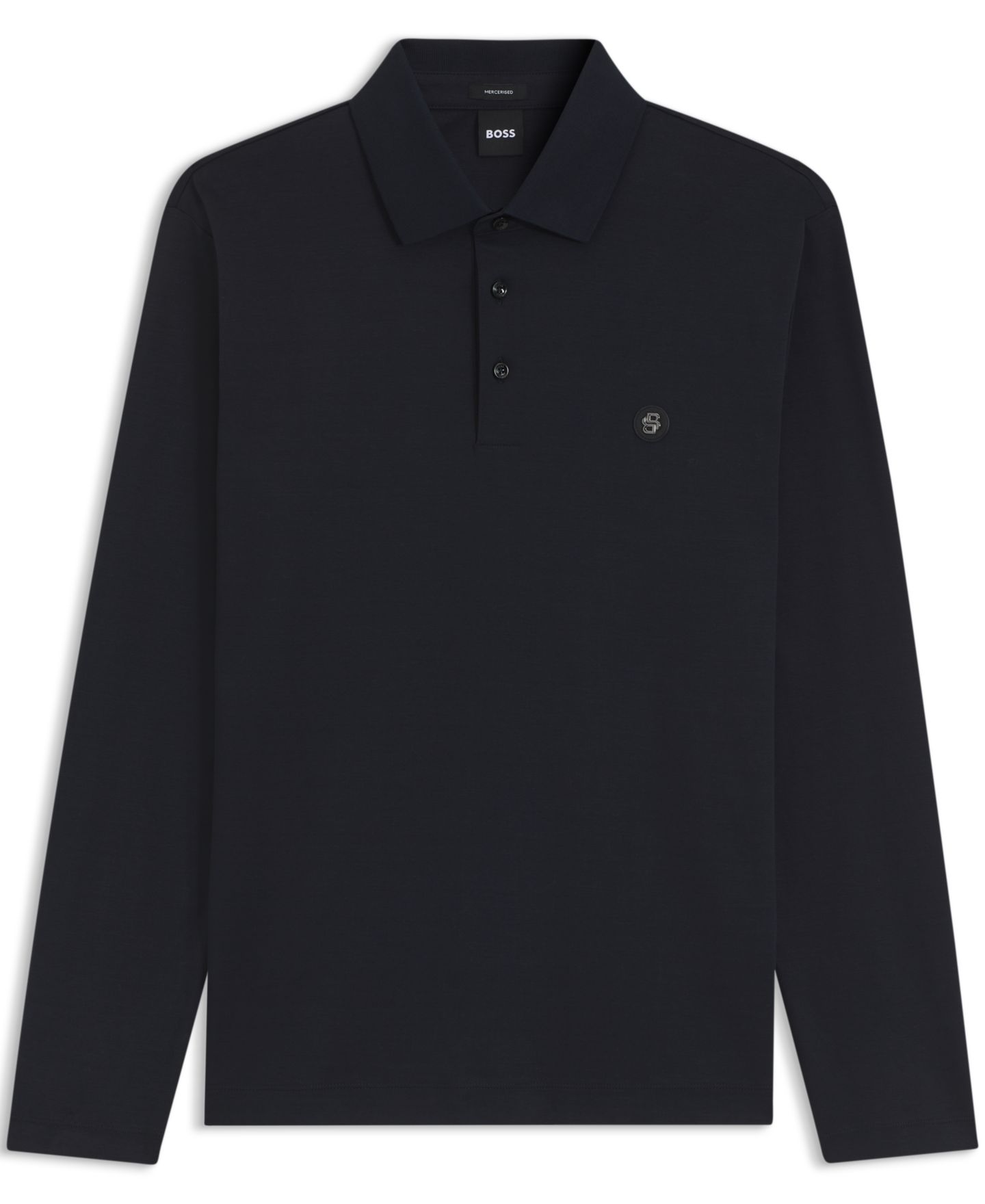 Мужское поло Hugo Boss C-Paley 01 Double-B-Monogram Regular-Fit Polo Shirt, цвет: Тёмный синий — фото 3