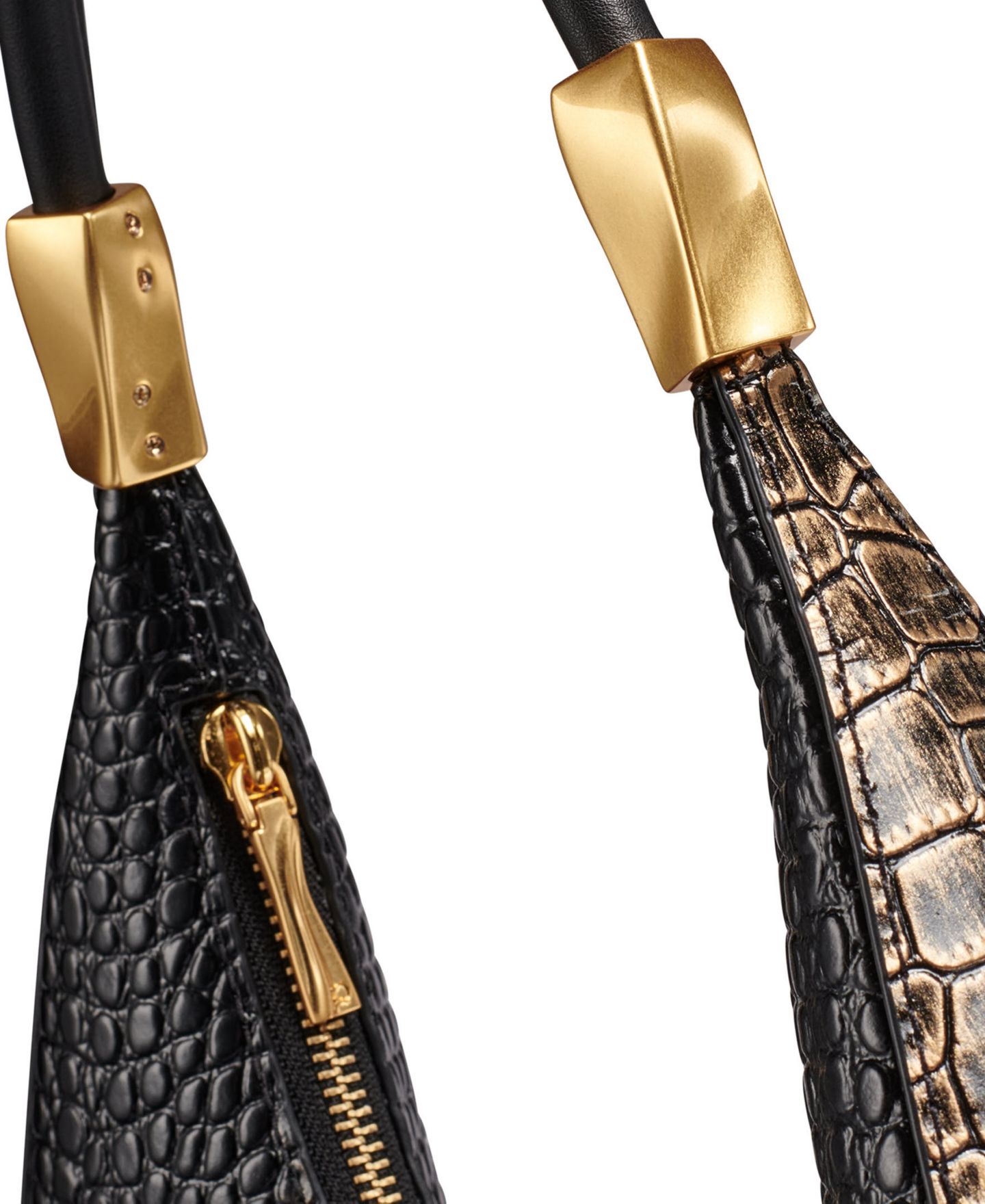 Женская сумка Donna Karan New York Quogue Small Leather Shoulder Handbag, цвет: Чёрный / Золотой — фото 6