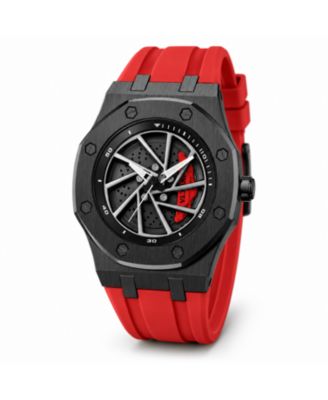 Men's Quartz Speedway 69491 Water-Resistant Red Rubber Watch, 42mm