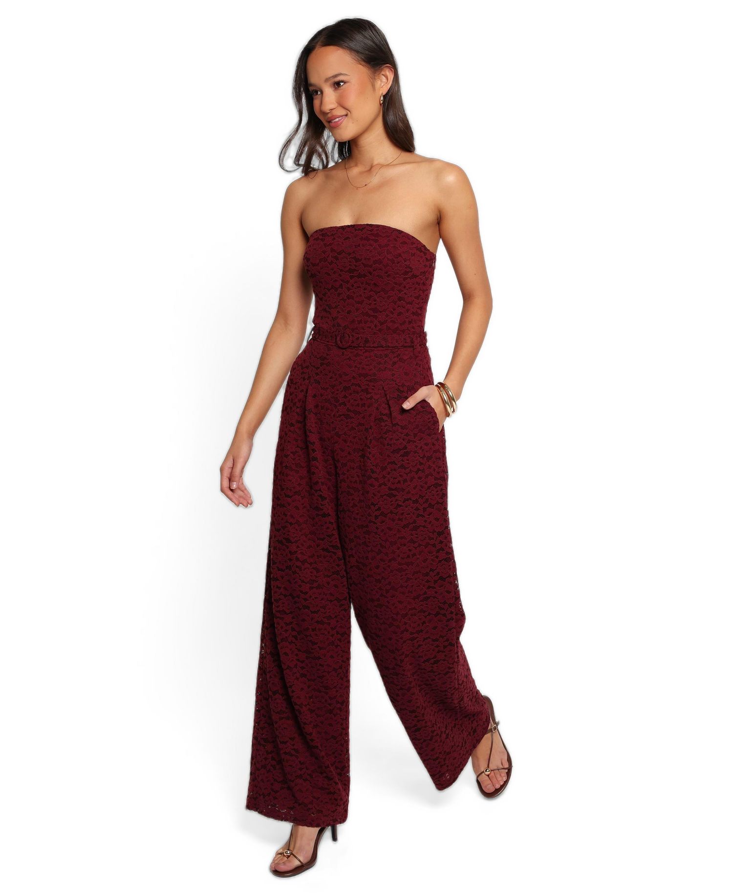 Women's Harlie Strapless Lace Wide-Leg Jumpsuit