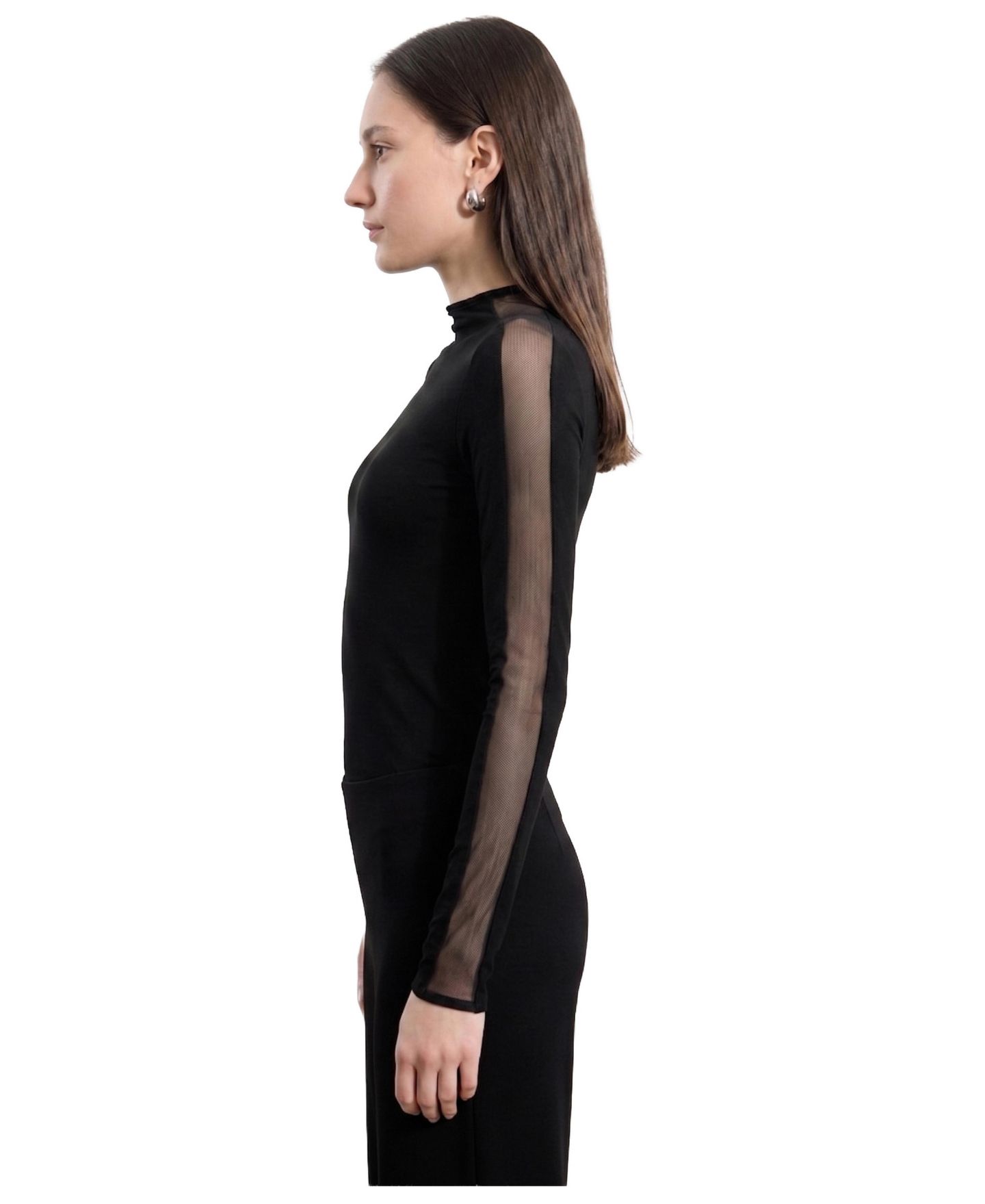Женский топ Marcella Suma High-Neck High-Stretch Mesh-Panel, цвет: Чёрный — фото 2