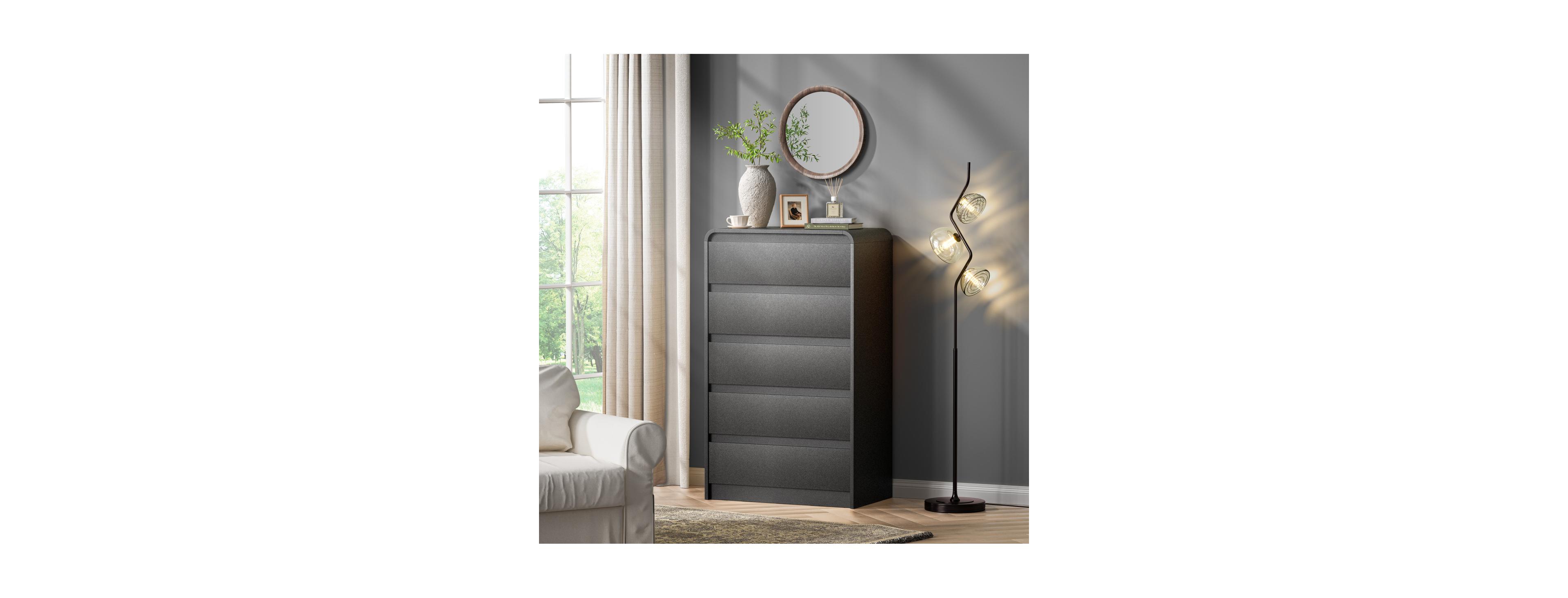 Streamdale Furniture Modern 5-Drawer Wood Dresser and Tv Stand