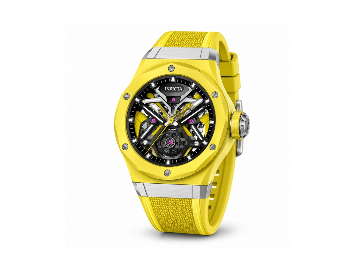 Invicta Men's Mechanical Celestial Yellow Rubber Watch, 45mm
