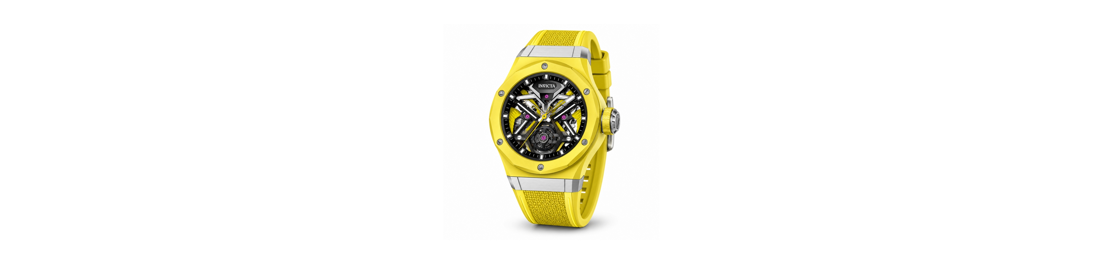 Invicta Men's Mechanical Celestial Yellow Rubber Watch, 45mm