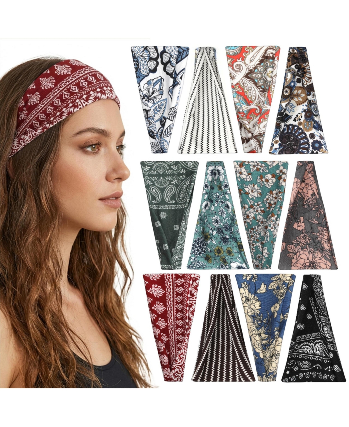 peneyon Retro Knotted Design Adjustable-Width Headbands, 8-Pack