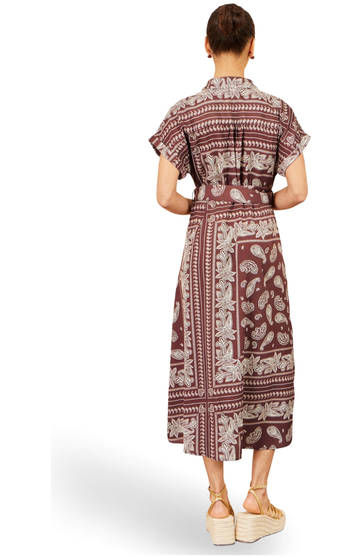 Yumi Women's Scarf Print Midi Shirt Dress