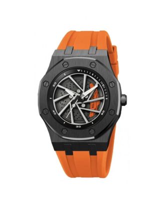 Men's Quartz Water-Resistant Speedway 69490 Orange Rubber Watch, 42mm