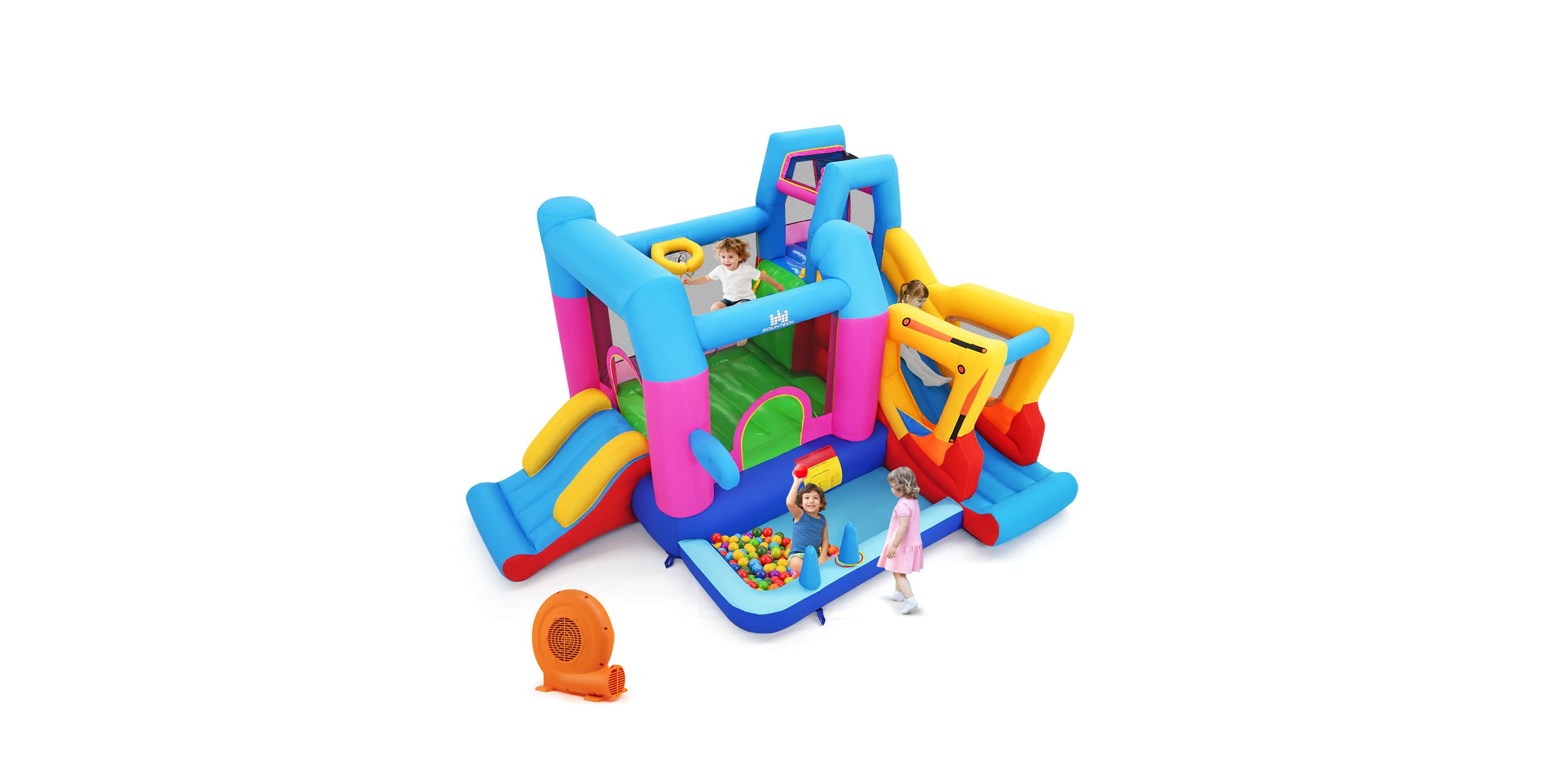 Costway Inflatable Bounce House with Slides Jumping Area Ball Pit Climbing Wall