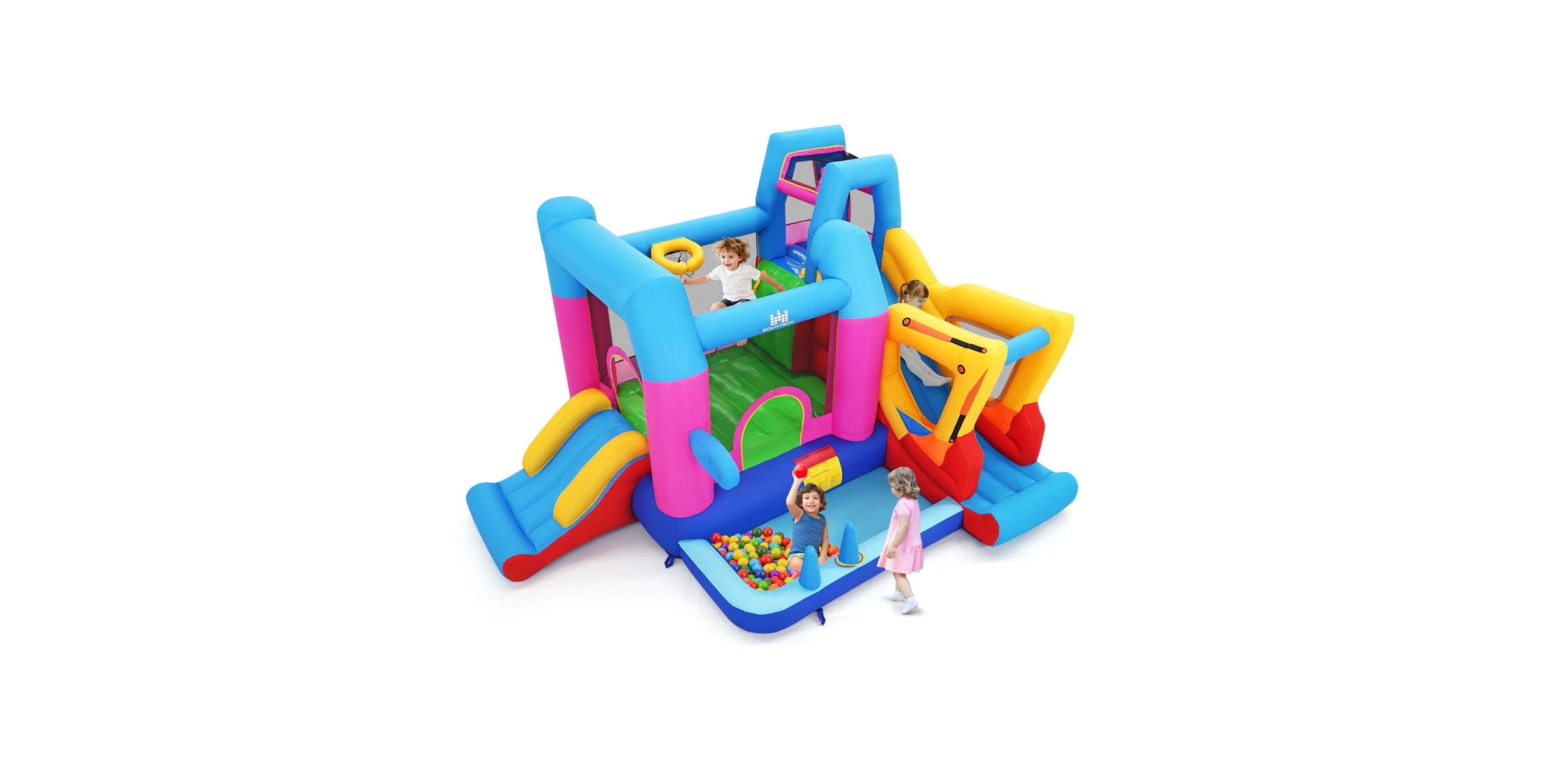 Costway Inflatable Bounce House with Slides Jumping Area Ball Pit Climbing Wall