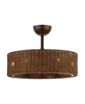 24-Inch Bronze Rattan Farmhouse 6-Speed Caged Ceiling Fan Chandelier with Remote Control