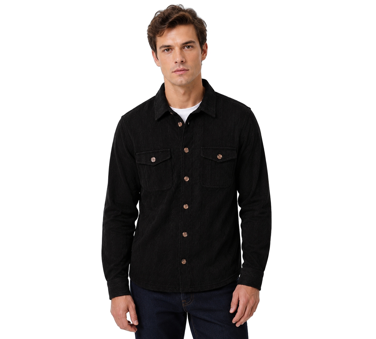 Vintage 1946 Men's Cable-Knit Regular-Fit Shirt Jacket