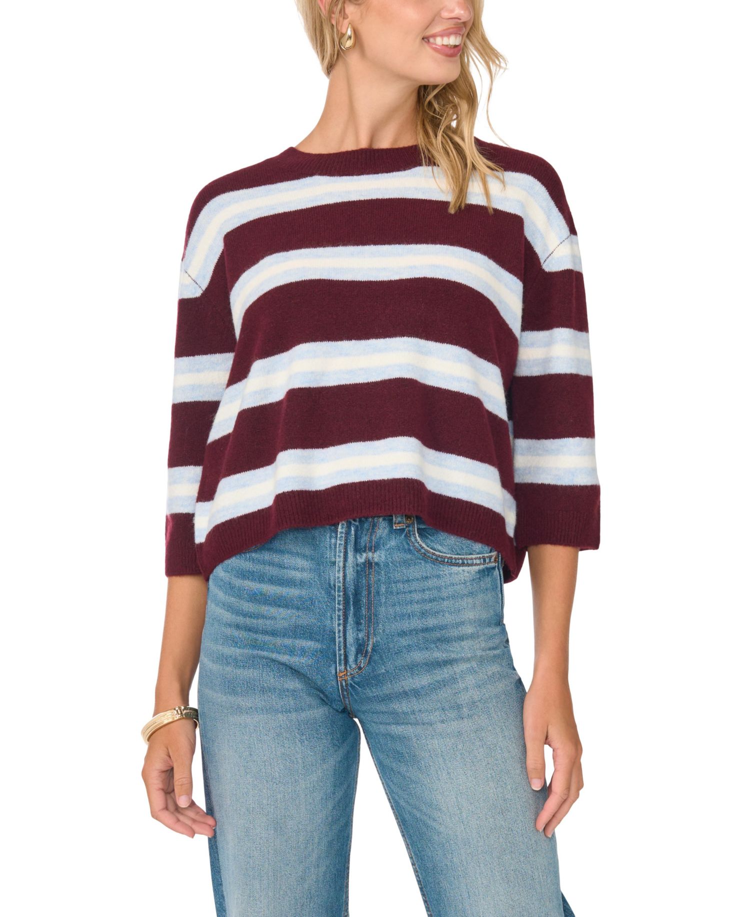 Women's Striped Loose Crewneck Sweater