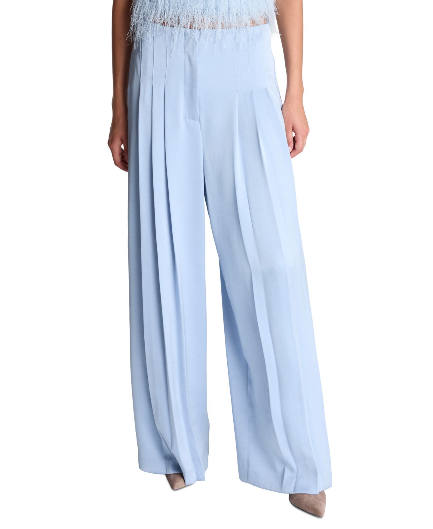 Женские брюки Kenneth Cole High-Rise Wide-Leg Triple-Pleat, цвет: Синий — фото 1