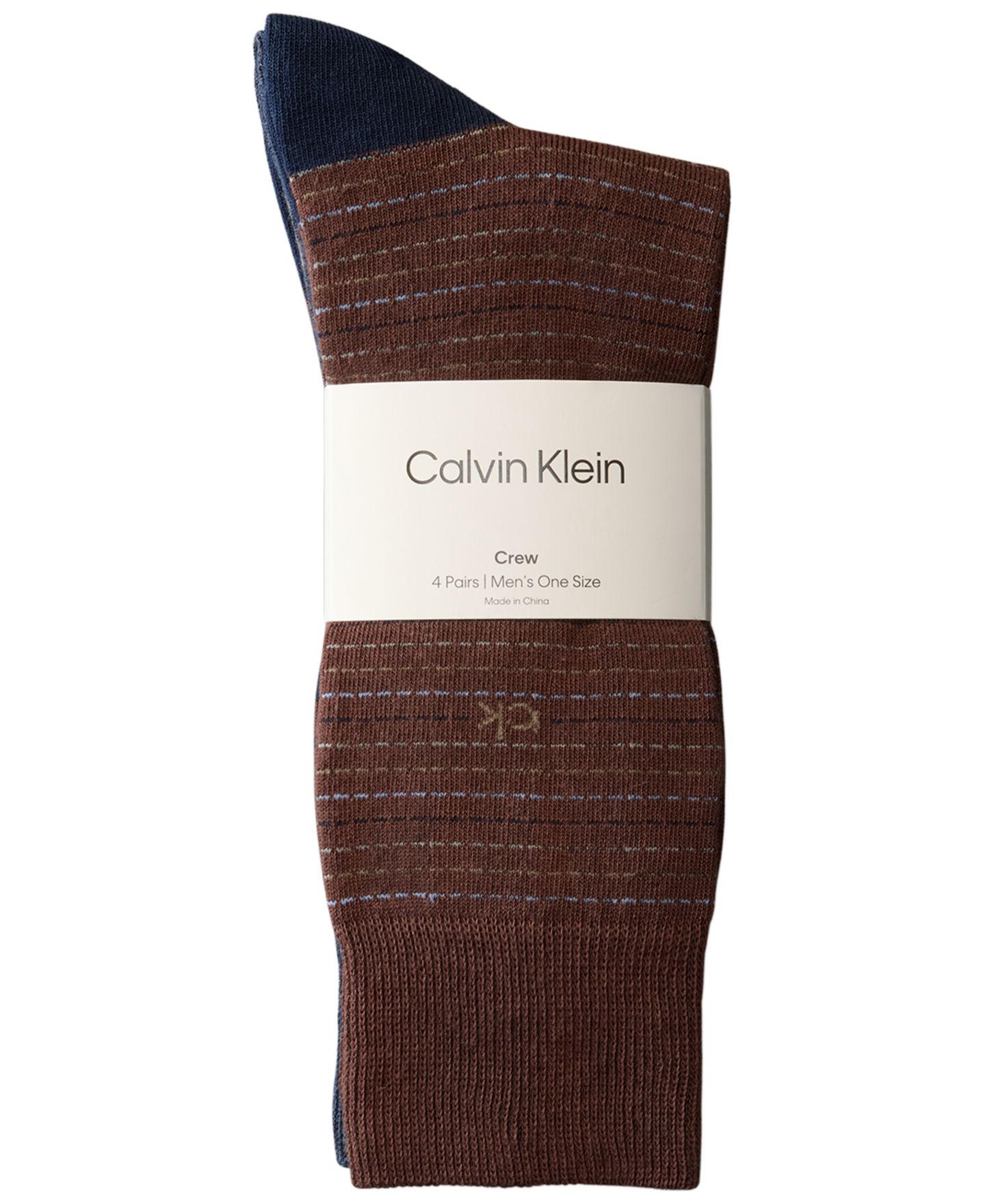 Носки для мужчин, средней высоты, в рубчик, 4 шт. — Calvin Klein, цвет: Коричневый разноцветный — фото 5