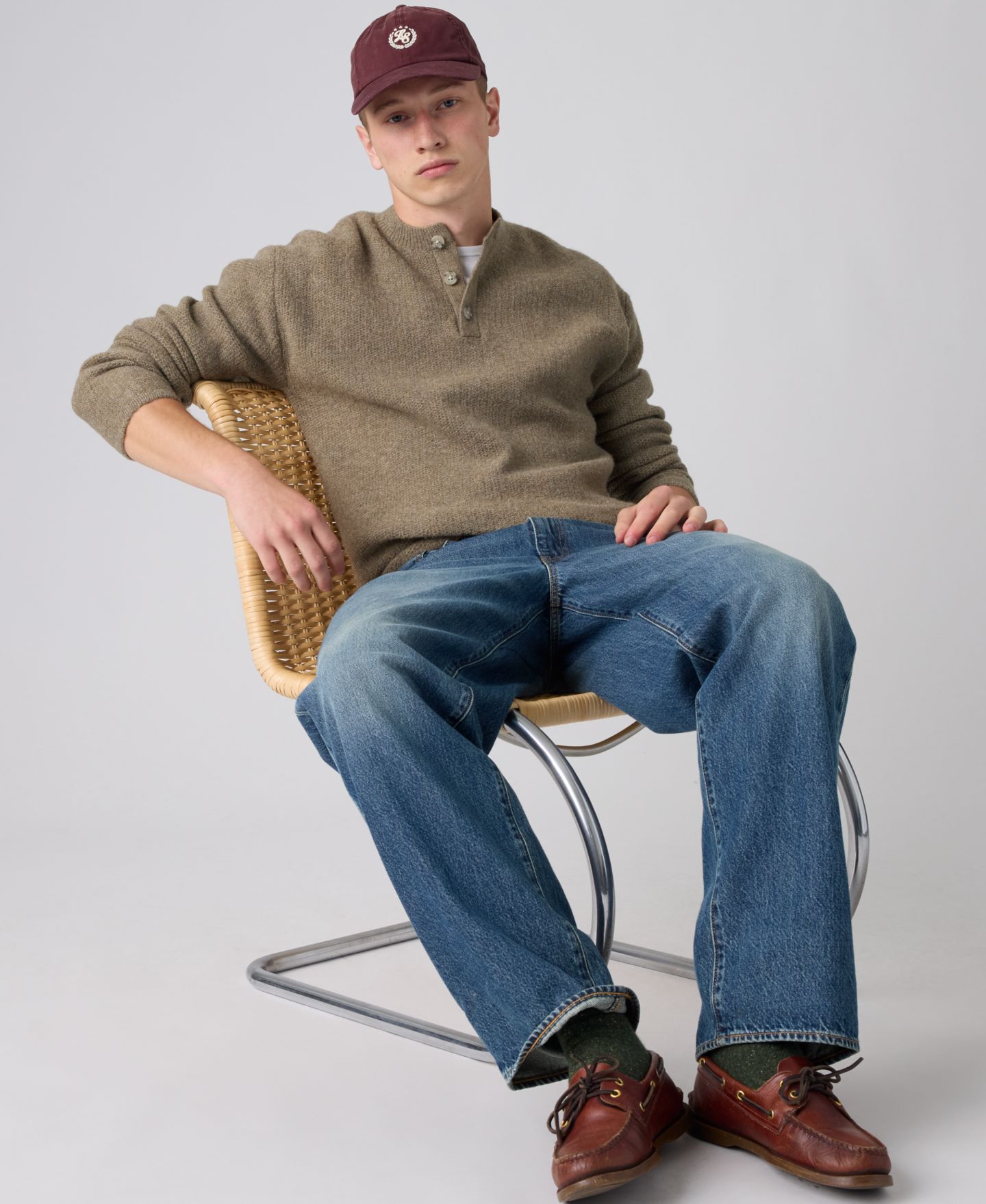 Мужской свитер Levi's Woodacre Henley Wool-Blend Three-Button, цвет: Brindle — фото 2
