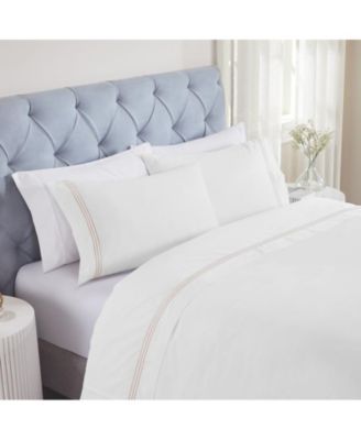 Brandon Cotton Three-Line Embroidered Deep Pocket Bed Sheet Set, Full