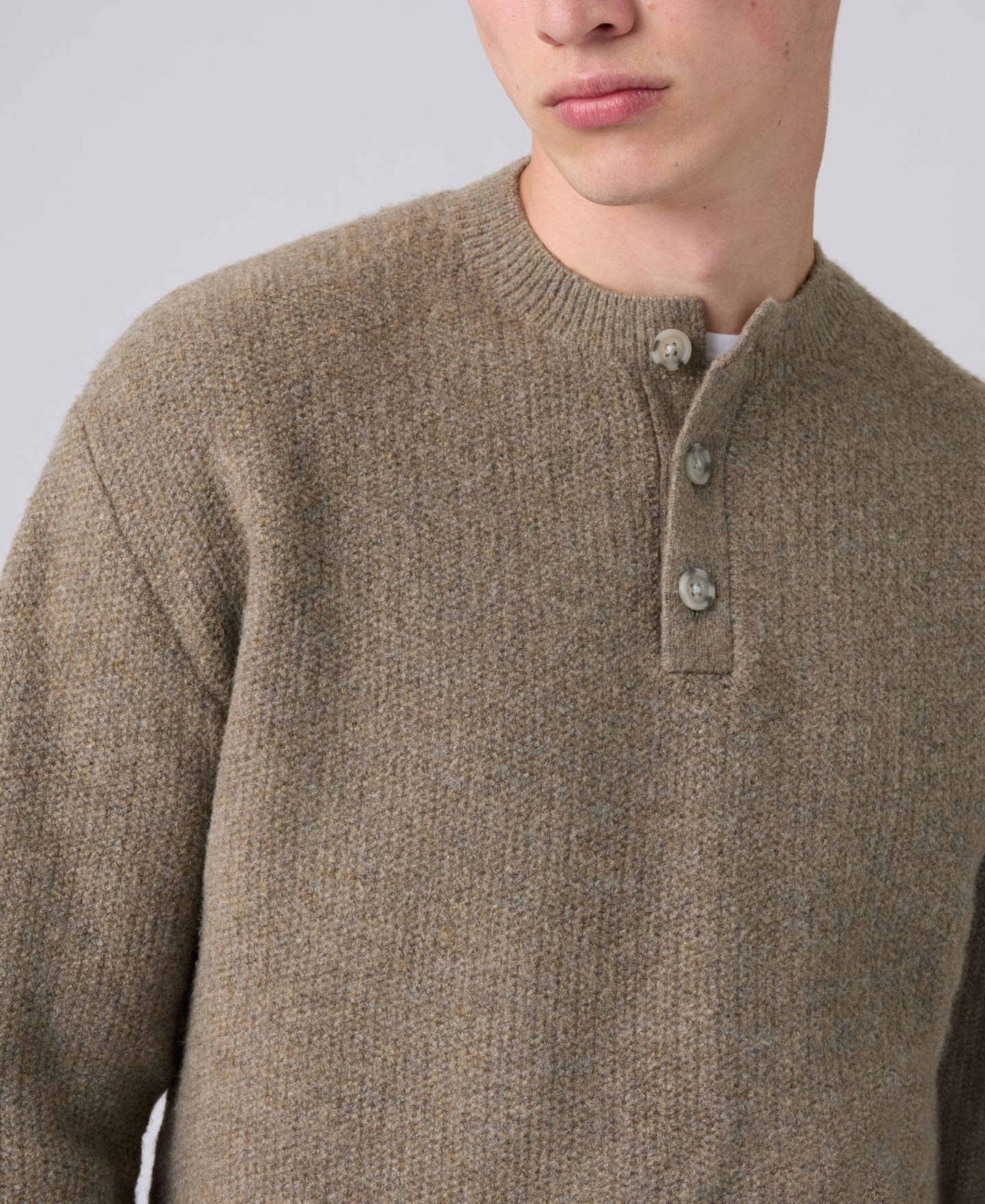 Мужской свитер Levi's Woodacre Henley Wool-Blend Three-Button, цвет: Brindle — фото 4