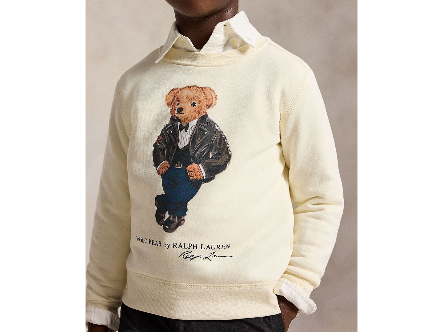 Детский флисовый свитшот Polo Ralph Lauren Polo Bear для мальчиков 2T-7, цвет: Кремовый — фото 3
