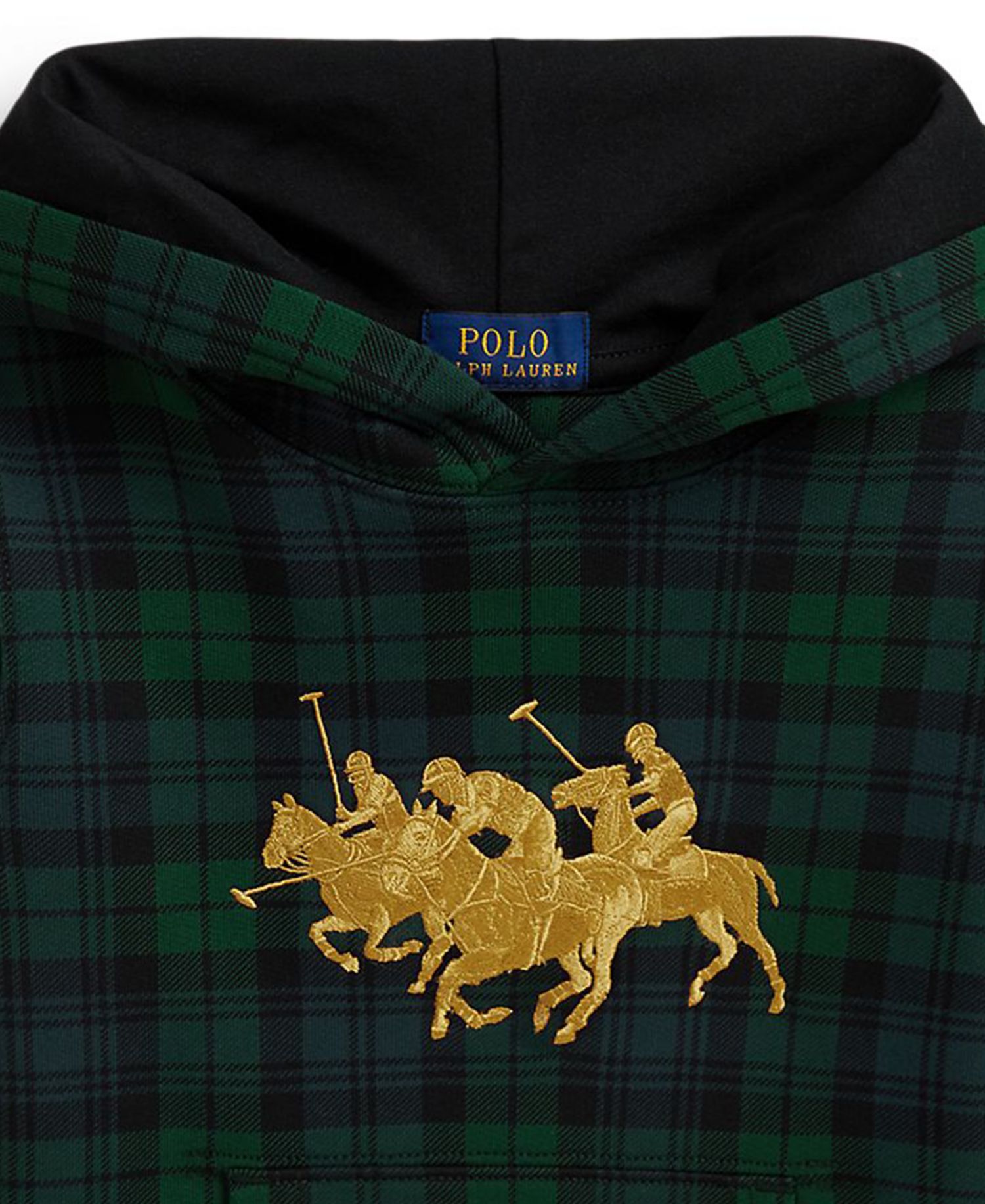 Boys' 2T-7 Triple-Pony Plaid Long-Sleeve Fleece Hoodie