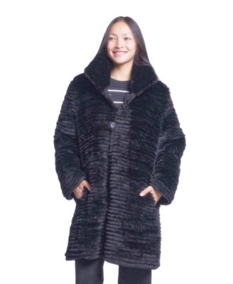 Women's Reversible Shearling-Collar Wool-Blend Coat