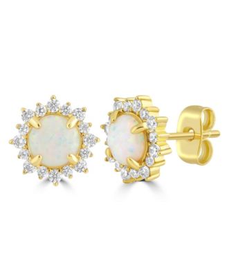Opal Halo Cubic Zirconia Studs