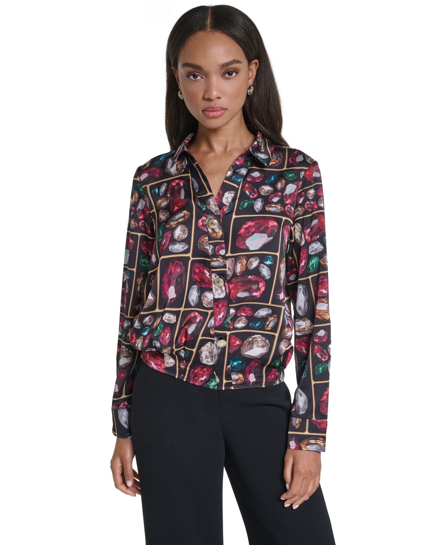 Women's Surplus Long-Sleeve Collared Blouse