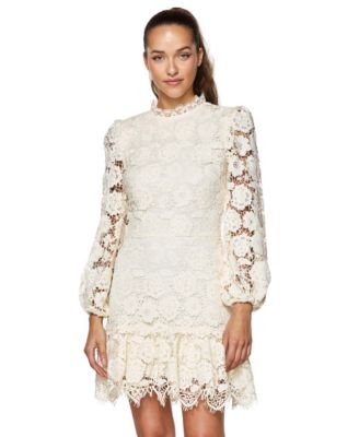 Juniors' Long-Sleeve Mock-Neck Chemical Lace Dress