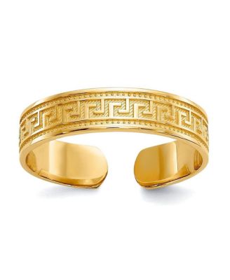 Greek Key Adjustable 4mm Toe Ring in 10k Yellow Gold