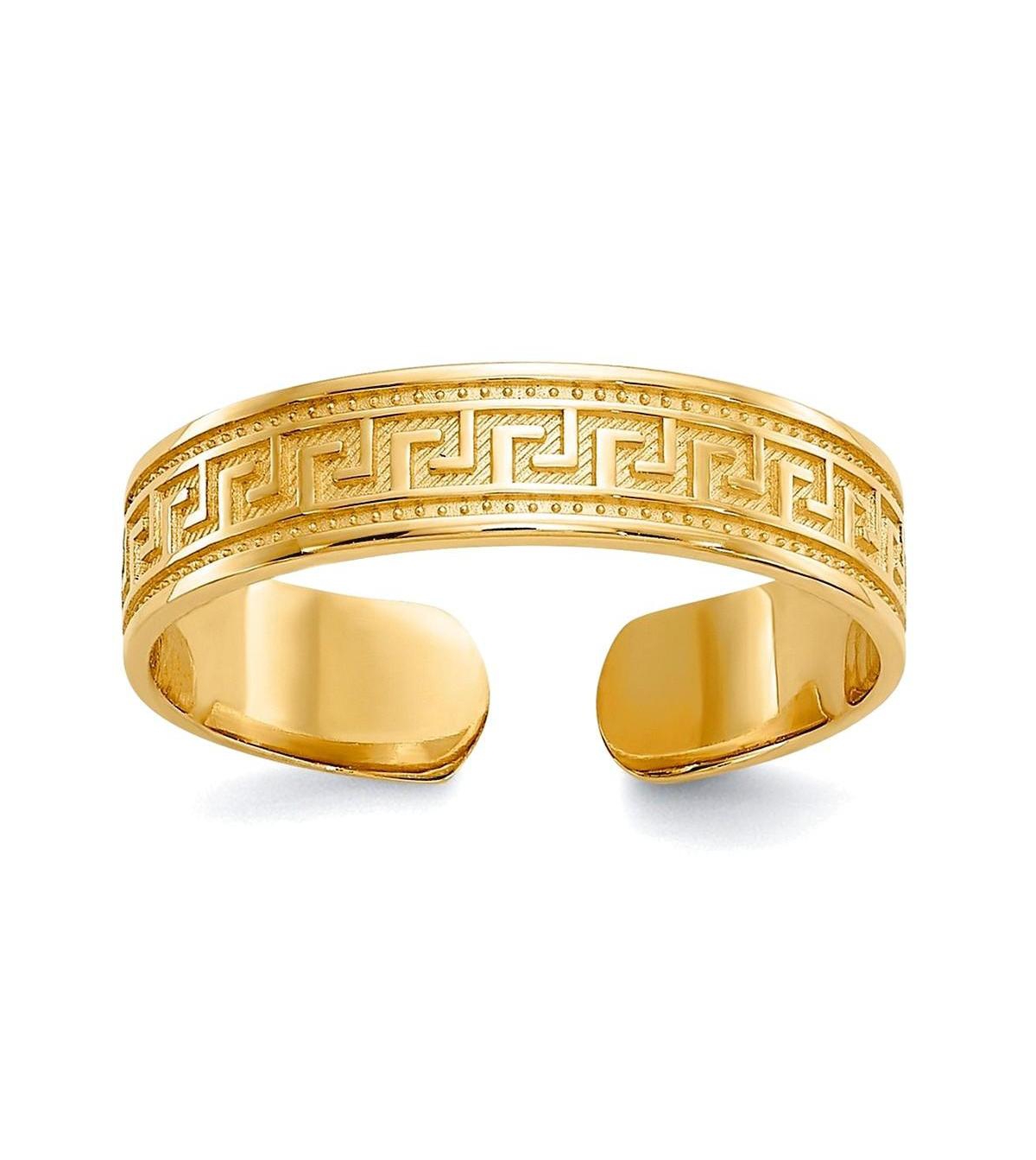 Curata Jewelry Greek Key Adjustable 4mm Toe Ring in 10k Yellow Gold