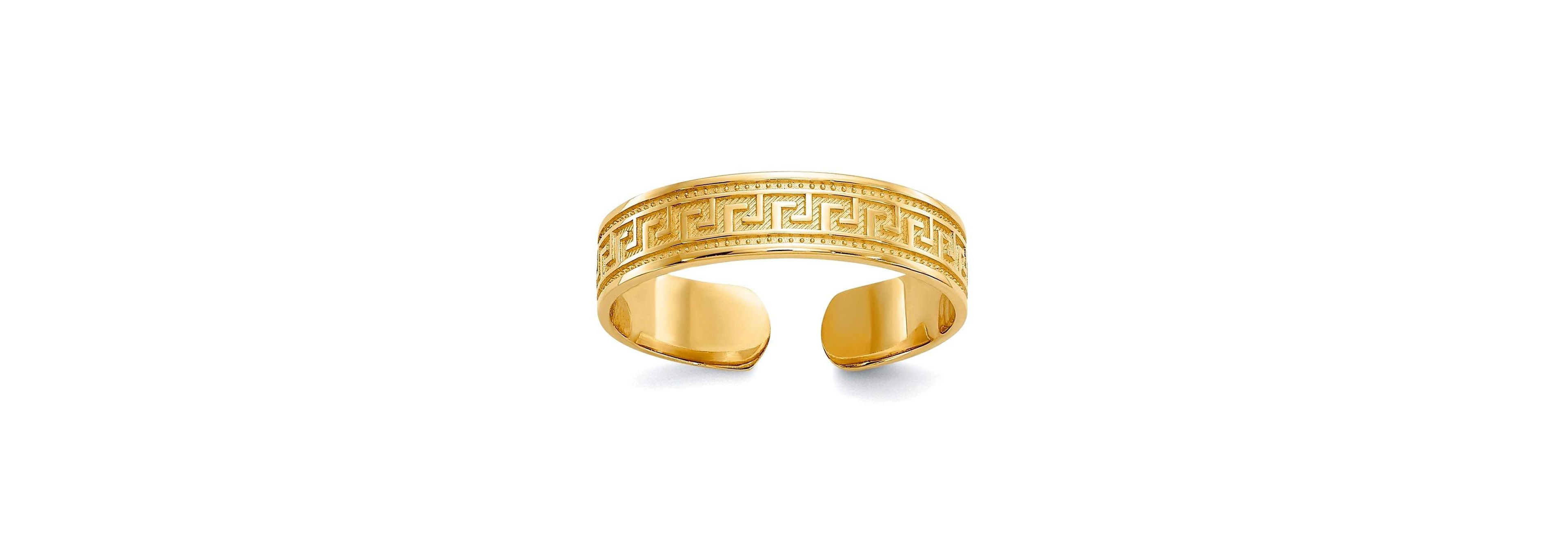 Curata Jewelry Greek Key Adjustable 4mm Toe Ring in 10k Yellow Gold