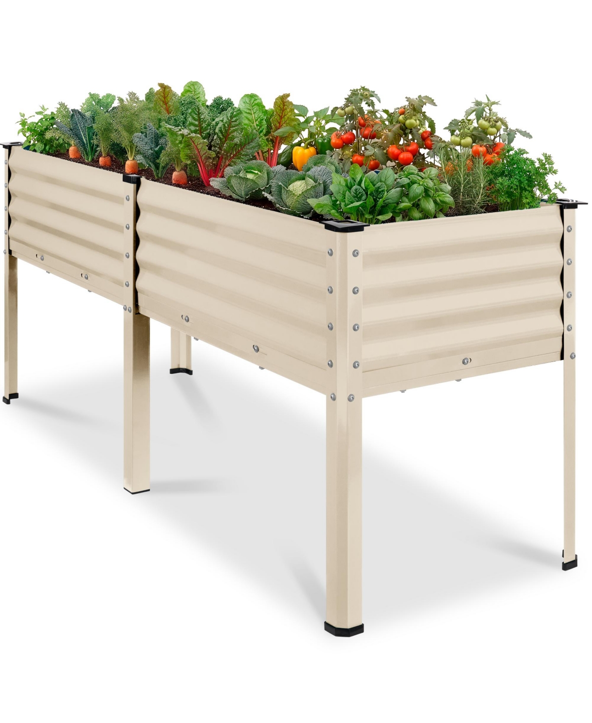 Best Choice Products 72x24x30in Elevated Galvanized Metal Garden Bed Corner Protectors
