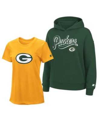 Women's  Gold/Green Green Bay Packers Hoodie & T-Shirt Combo Pack