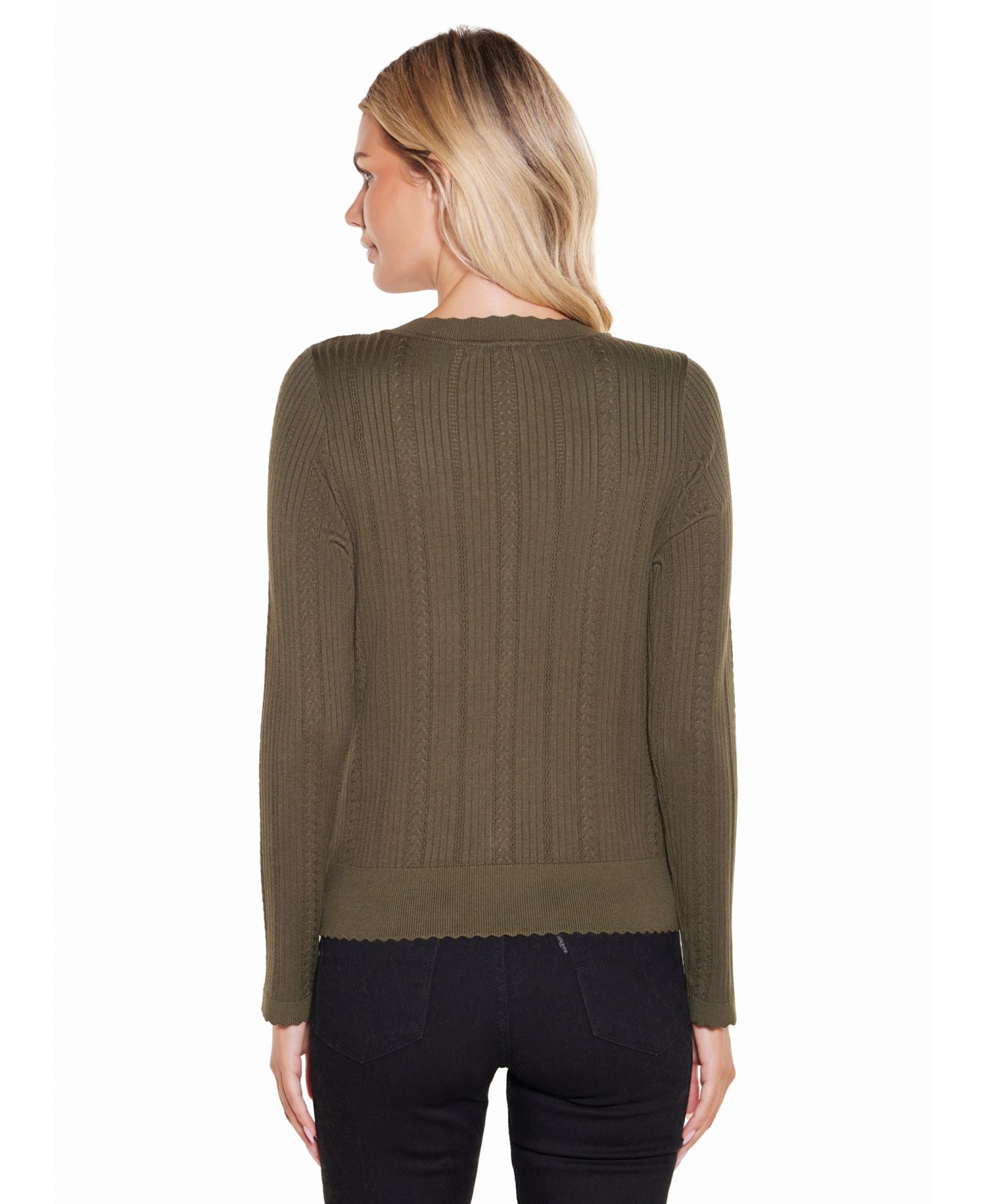 Women's Cable Knit Fitted V-Neck Button-Front Cardigan Sweater