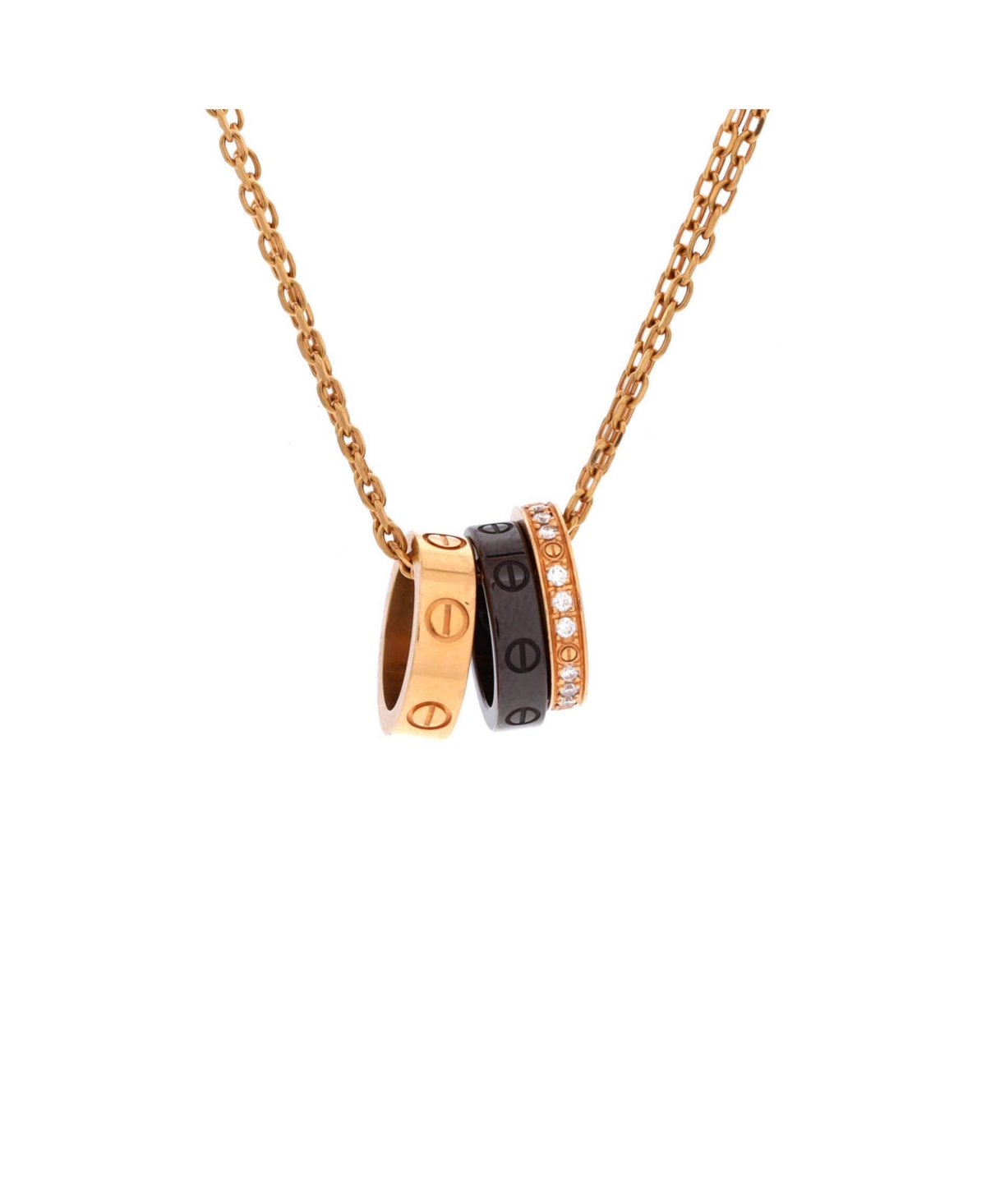 Pre-Owned Cartier Love 3 Ring Pendant Necklace - 18k rose gold