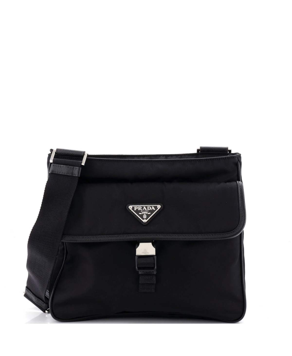 Pre-Owned Prada Medium Buckle Flap Messenger Bag Re-Nylon