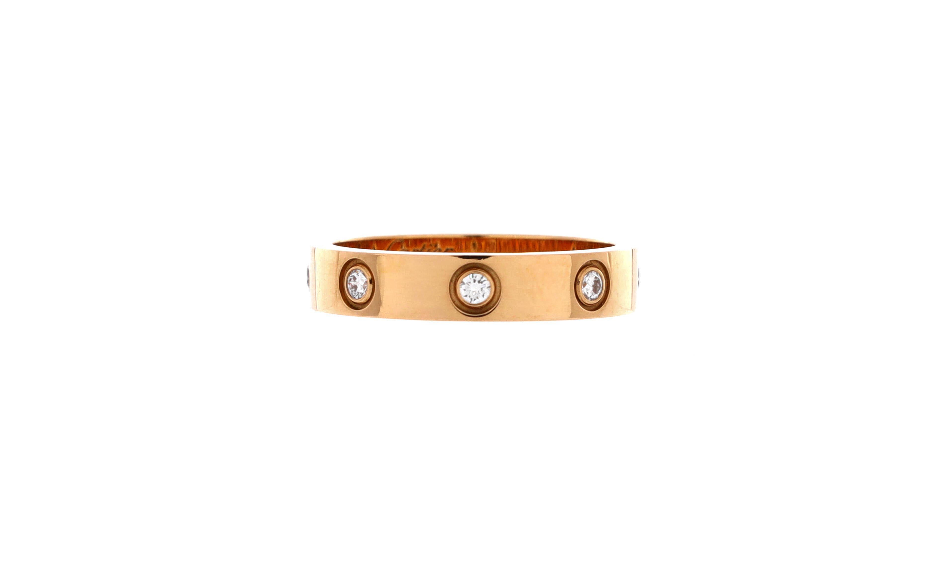 Pre-Owned Cartier Love Wedding Band 8 Diamonds Ring