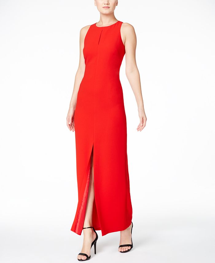 Calvin Klein Keyhole Crepe Gown - Macy's